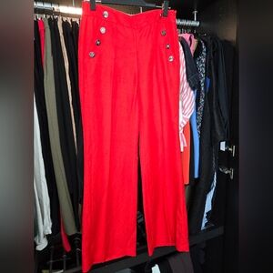 Karl Lagerfeld Bright Red Wide Leg Pants